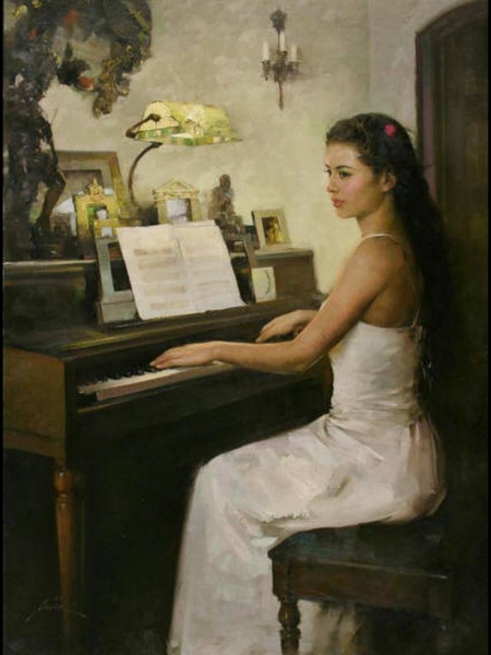 Теодор клемент стил "девушка за фортепиано" (1893)