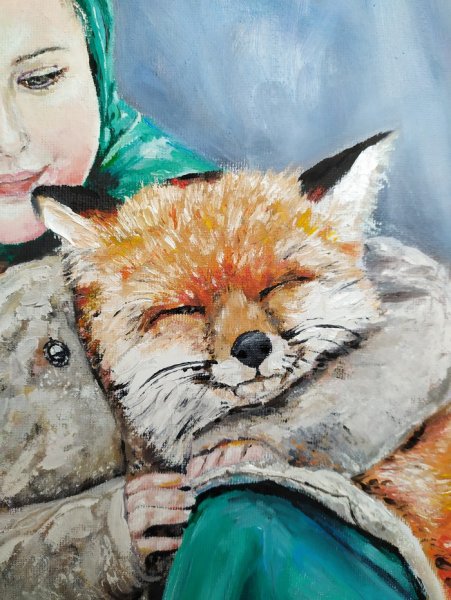 Живопись девушка с лисой