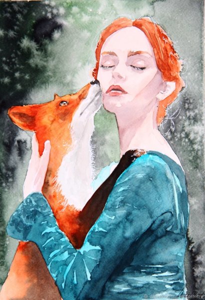 Девушка с лисой картина