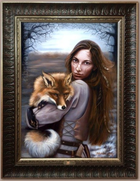 Живопись девушка с лисой