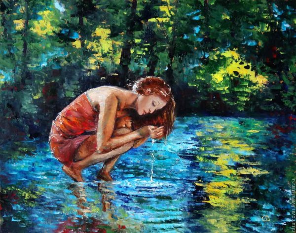 Девушка в воде живопись