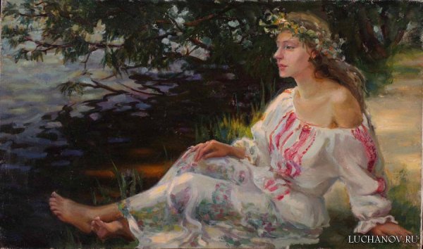 Русская женщина на реке