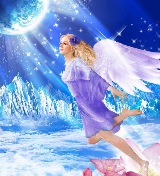 Ангел с цветами живопись