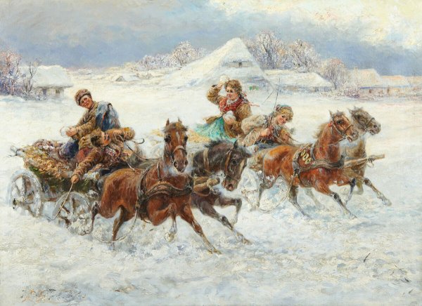 Н. Богданов-Бельский «катание с горы»