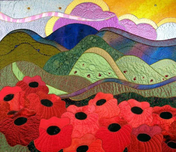 Панно из кусочков ткани