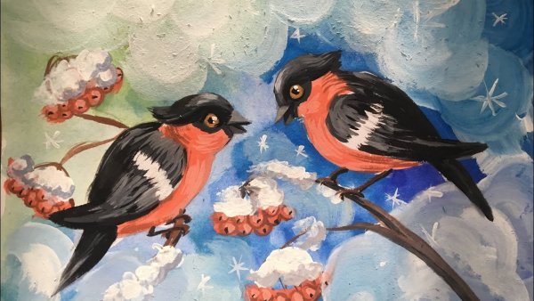 Снегирь на прозрачном фоне