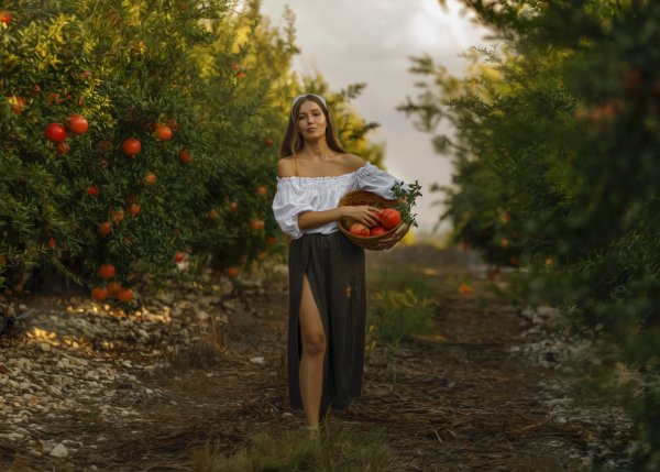 Серов девочка с персиками в 4k