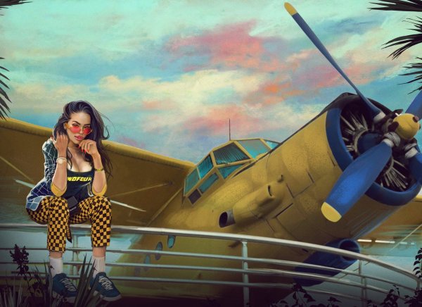 Девушки и самолеты арт