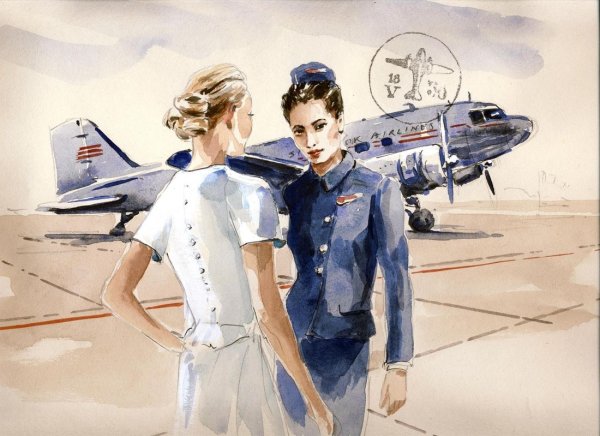 Девушки и самолеты арт