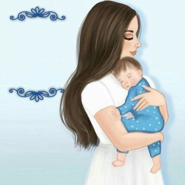 Мультяшная девушка с ребенком