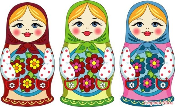 Разноцветные матрешки