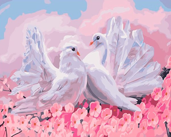Пара голубей живопись