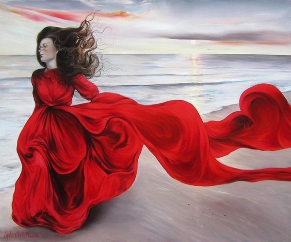 Развивающееся красное платье