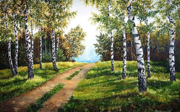 В.Деревенчук. Берёзовая роща. Картина