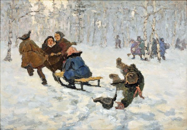 Н. Богданов-Бельский «дети на санках»