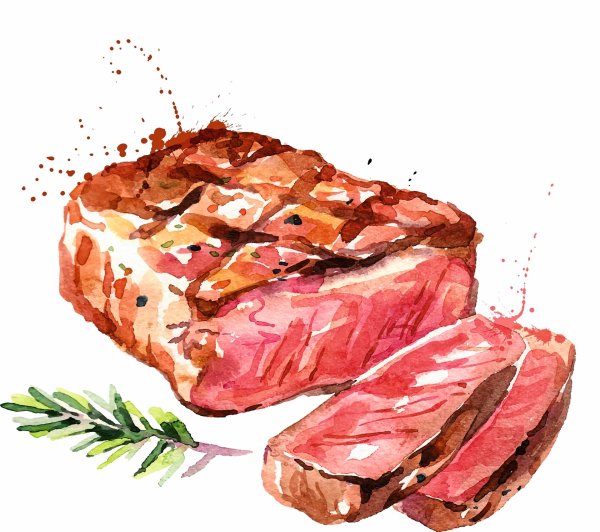 Мясо акварель