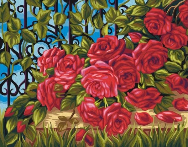 Розы акриловыми красками по номерам