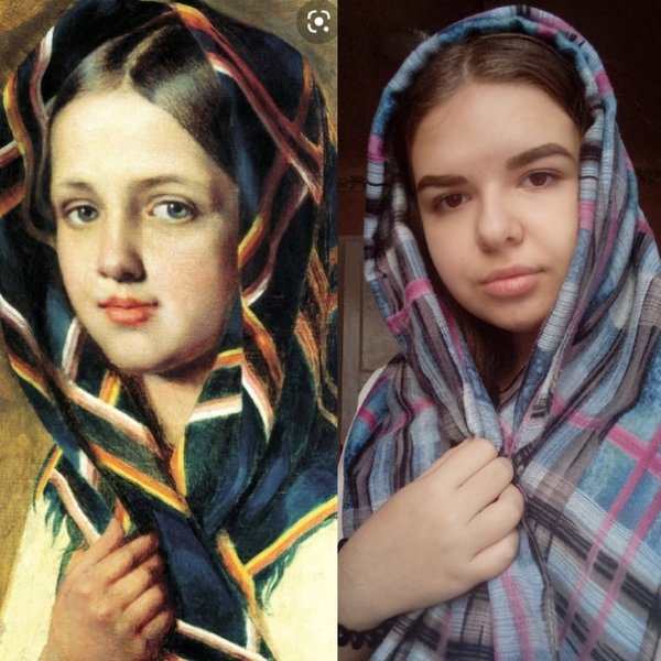 Венецианов девушка с котенком