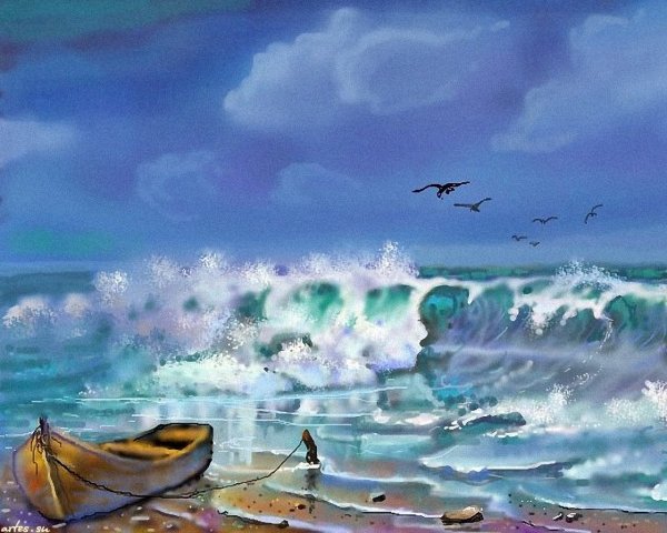 Морской пейзаж акрилом