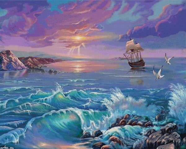 Картина девушка на пляже