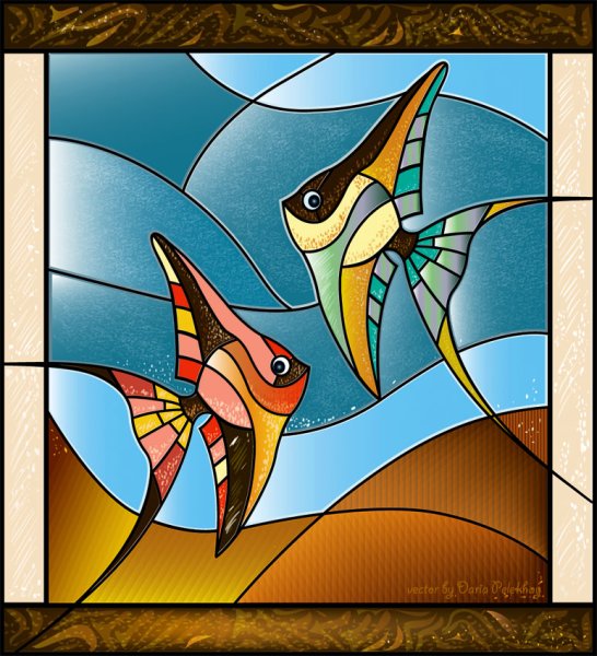 Витражная фреска, фрукты 408001