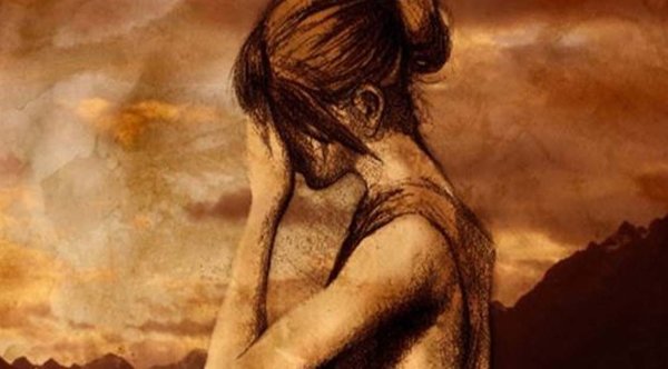 Печаль акварель