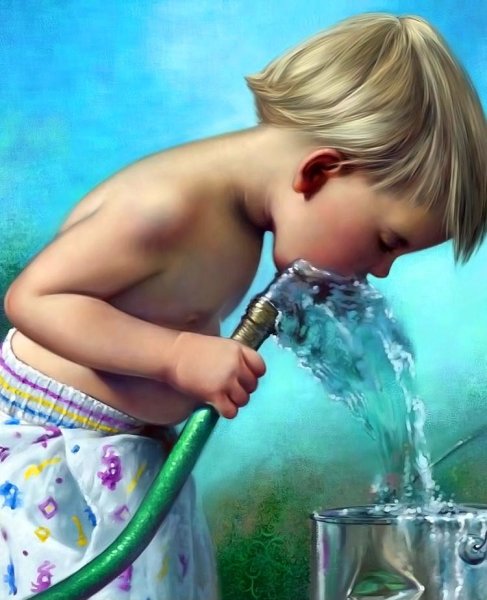 Дети в живописи у воды