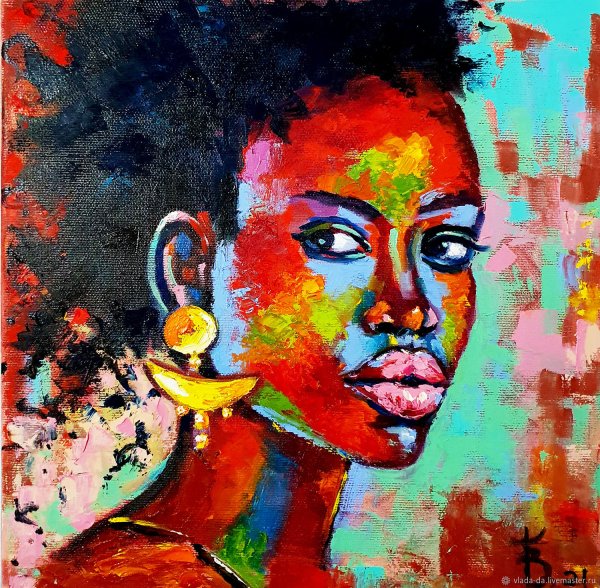 Портрет негритянки маслом