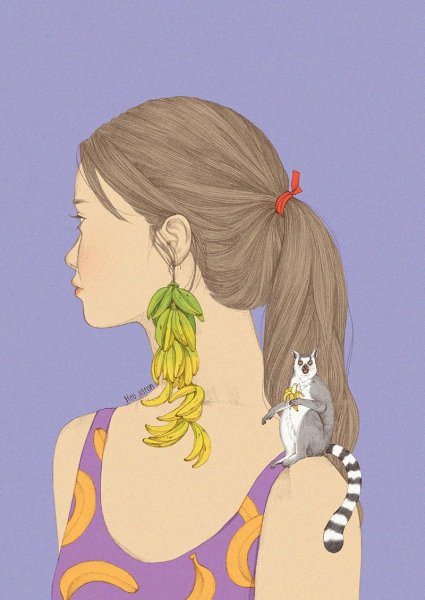 Девочка с хвостом рисунок