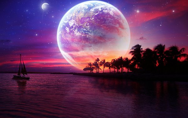 Луна звезды море