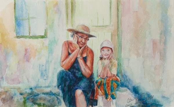 Дедушка акварель