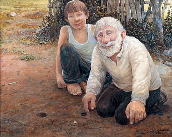 Живопись влюбленные в деревне зимой