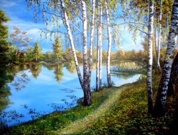 Пейзаж с березами