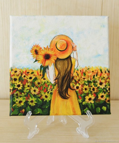 Девушка в подсолнухах живопись
