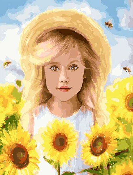 Девочка с подсолнухами картина