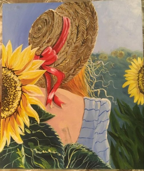 Девушка в подсолнухах живопись