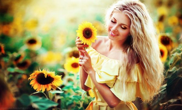 Блондинка в подсолнухах