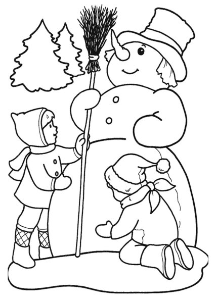 Зима раскраска для детей
