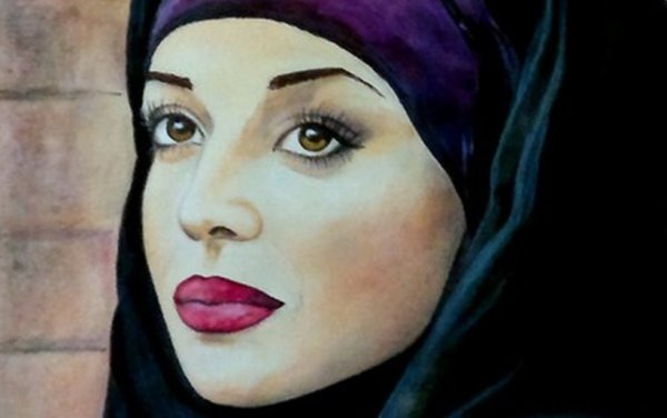 Девушка в голубом платке картина