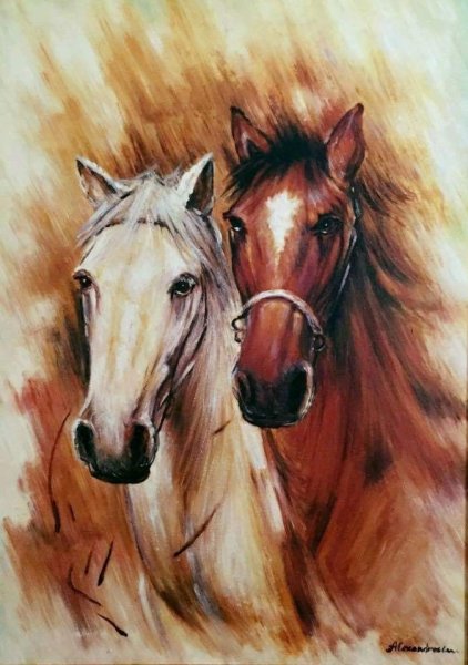 Портрет двух лошадей