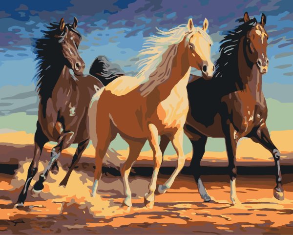 Алмазная мозаика табун лошадей