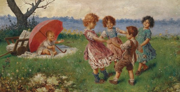 Играющие дети Федерико олива (Federico Oliva) (19 век)