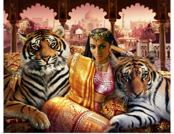 Картина царица Клеопатра с тигром