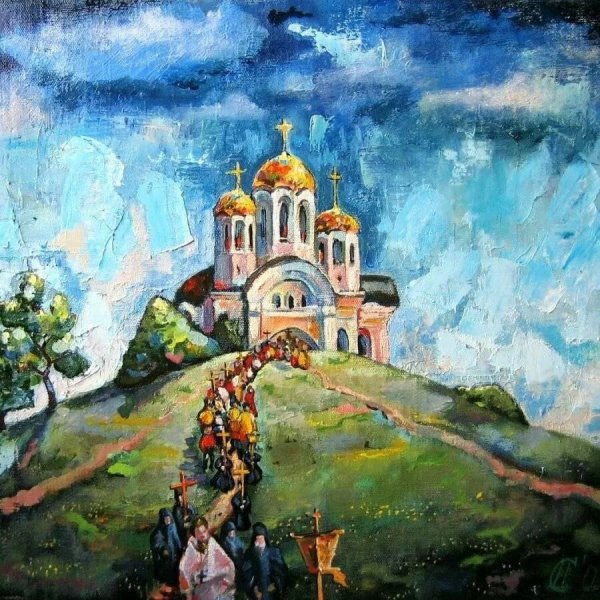 Весенний пейзаж с Церковью