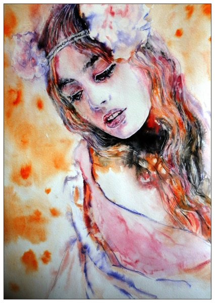 Живопись акварелью девушки