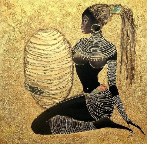 Африканка с кувшином живопись