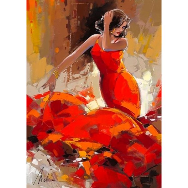 Картина по номерам девушка в Красном