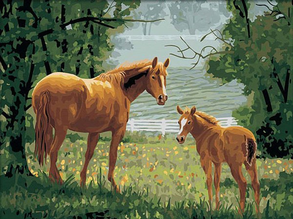 Картина "лошадь с жеребёнком"