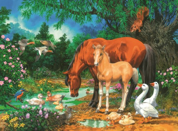 Лошади на природе живопись