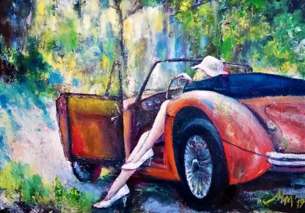 Машина маслом на холсте